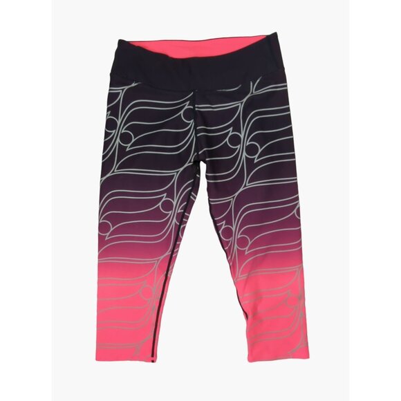Fabletics Mid-Rise Capri Leggings M Black Pink Ombre Print - Picture 1 of 8